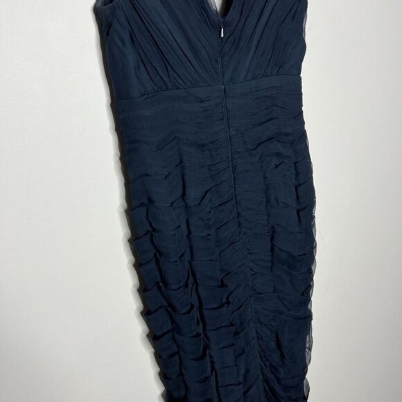 Tadashi Collection Silk Dress Womens Size 6 Navy Blue V Neck Wedding Guest - Picture 6 of 15